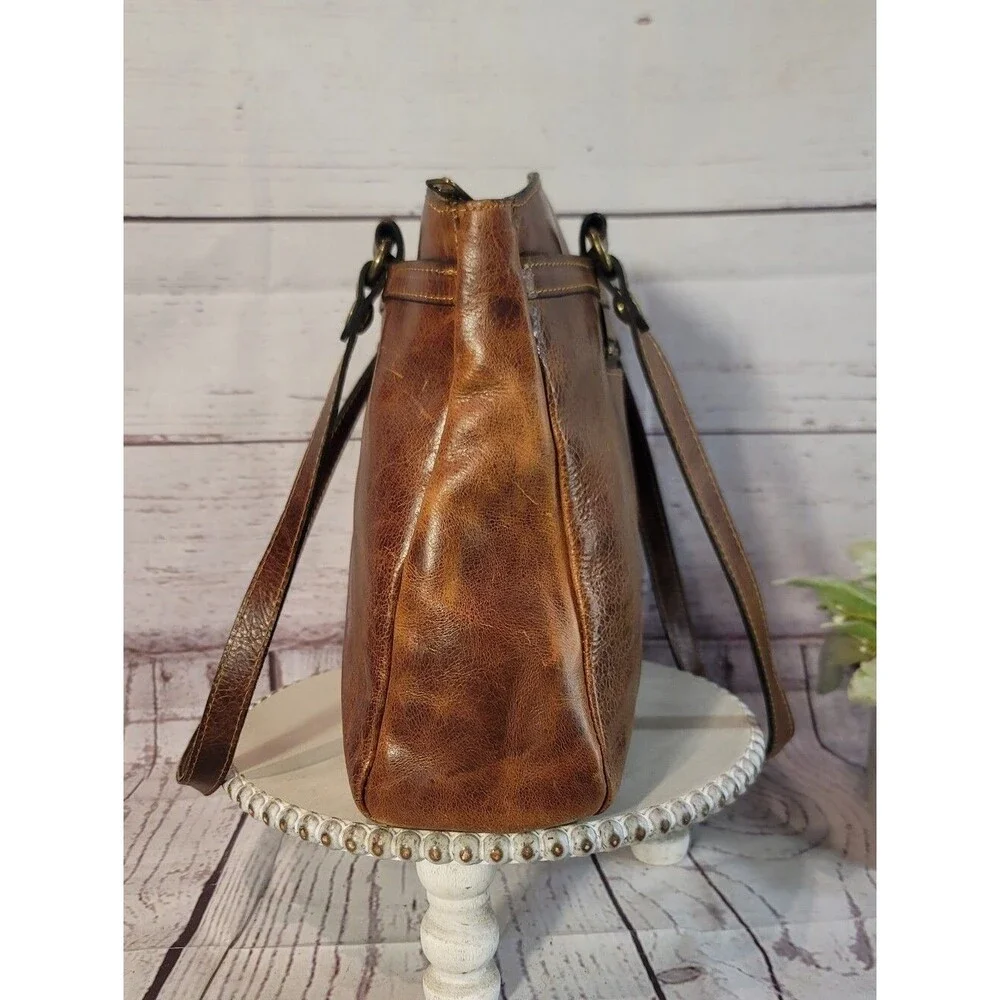 Authentic Patricia Nash Poppy Tote - Brown Italian Leather Bag